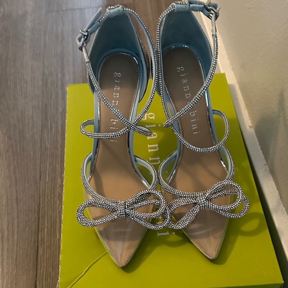 Gianni Bini Silver Bow Strappy Heels